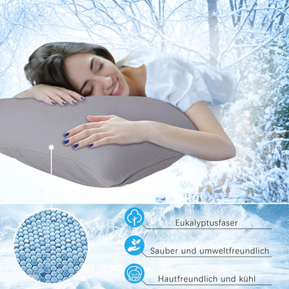 Kühlende Lyocell Kissenbezüge Dunkelgrau 80x80cm 2er Set