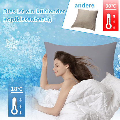 Kühlender Kissenbezug 80x80 cm 2er Set Dunkelgrau Atmungsaktiv Lyocell