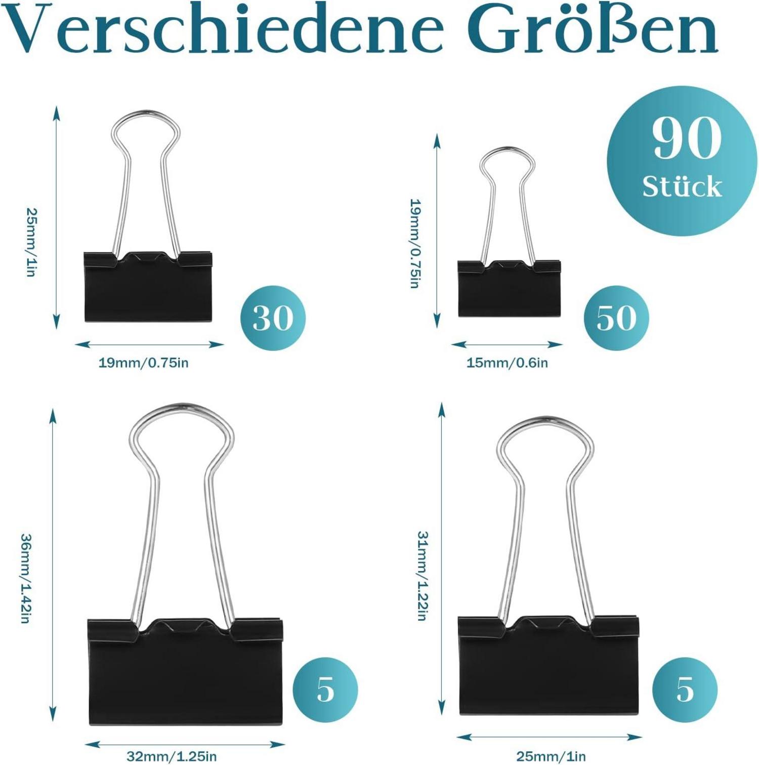 Heyu-Lotus 90 Stück Mini Foldback Klammern Schwarz Metall