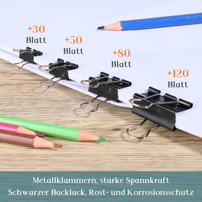 90er Pack Metall Binder Clips in 4 Größen für Bürobedarf