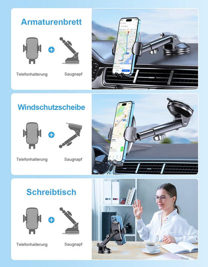 Auto Handyhalterung Saugnapf Universal Halterung Schwarz