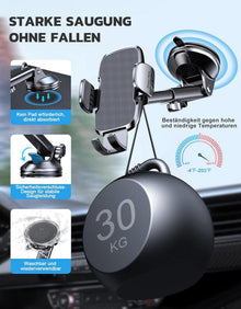 Handyhalterung Auto Ultrastarke Saugkraft 360° drehbar Schwarz