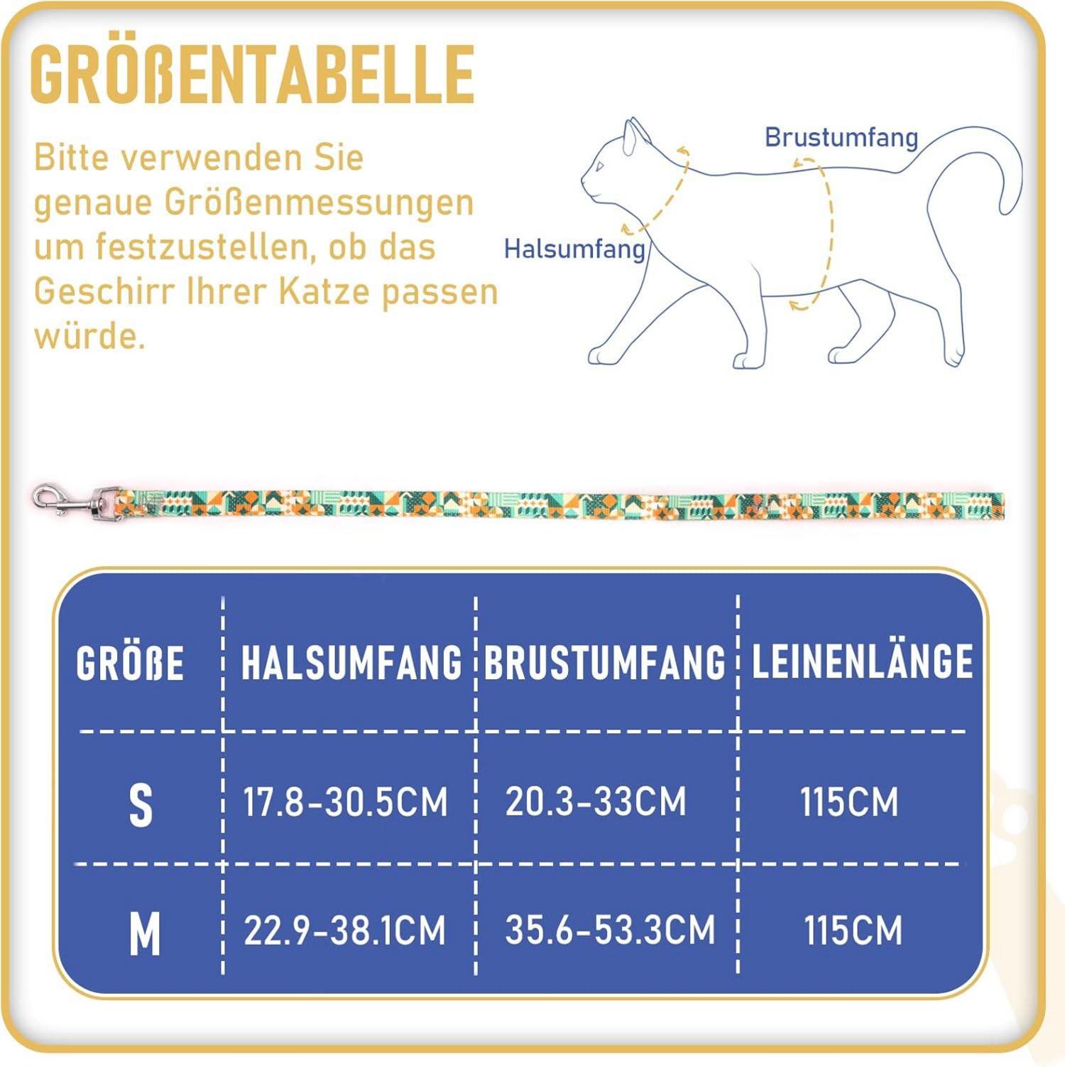Katzengeschirr und Leine ausbruchsicher für kleine große Katzen