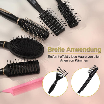 5er Set Haarbürstenreiniger Werkzeug - Holzgriff, Metallrechen, doppelseitige Bürste, Kammreinigungsbürste