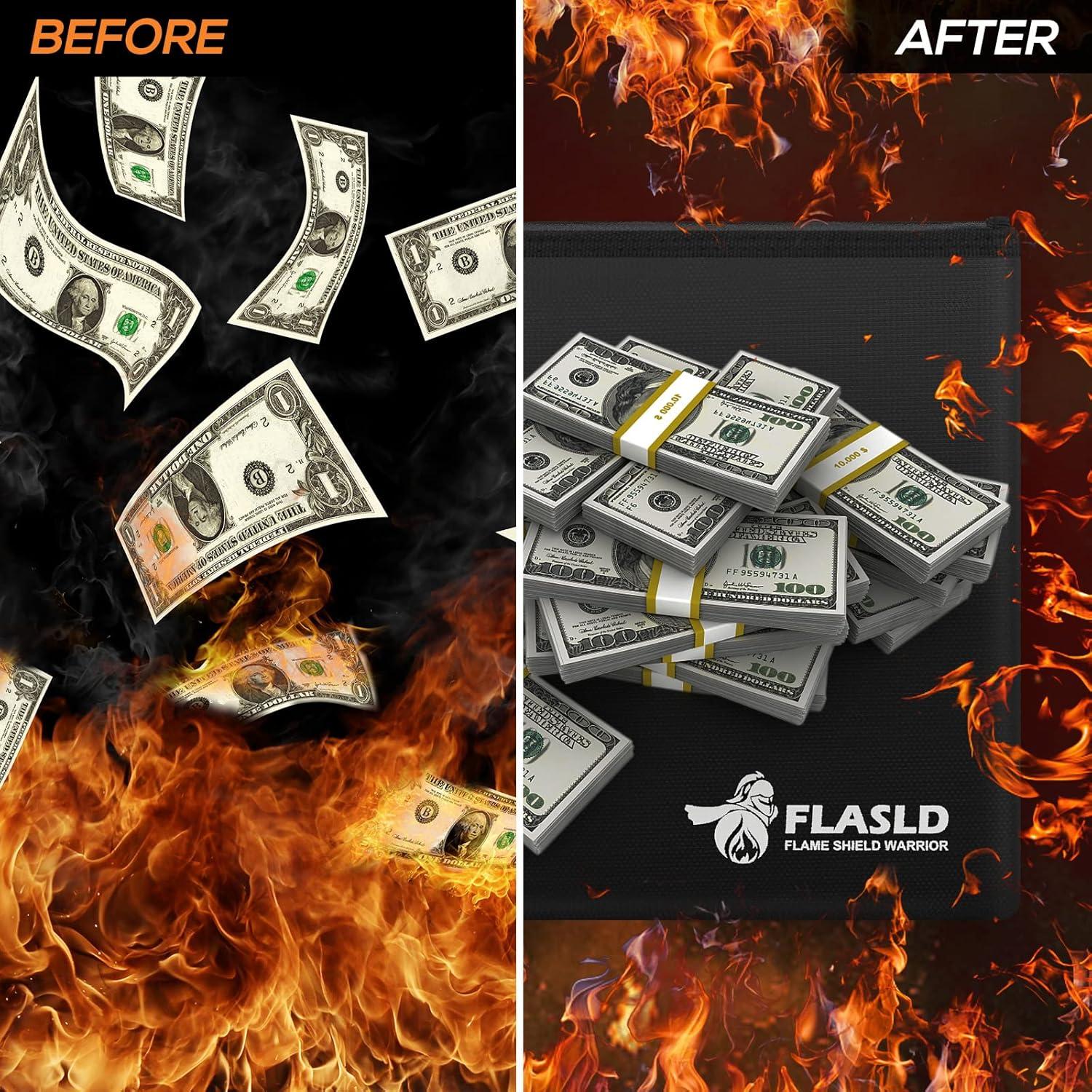 Feuerfeste Dokumententasche XL mit Klettverschluss und Metallreißverschluss