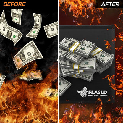 Feuerfeste Dokumententasche XL mit Klettverschluss und Metallreißverschluss