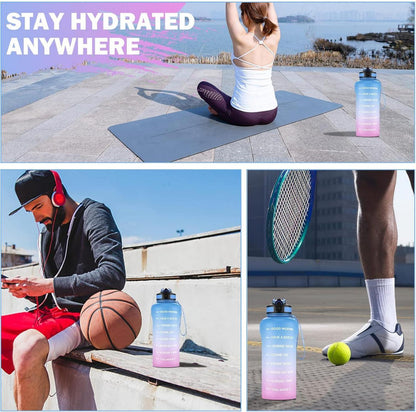 ETDW Trinkflasche 2 Liter Sport Strohhalme BPA-Frei Auslaufsicher