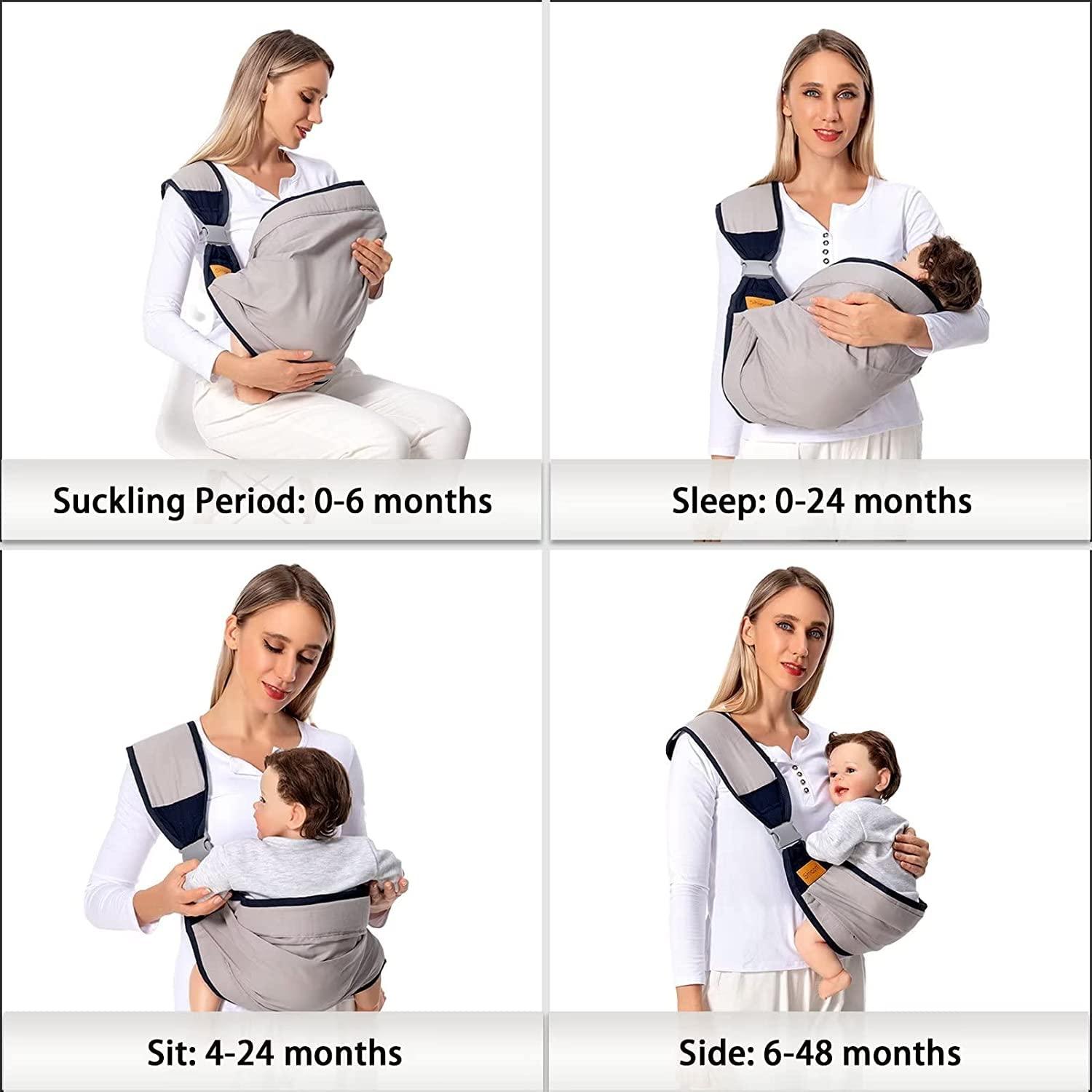 Baby Tragetuch Verstellbar Atmungsaktiv Ergonomisch 18Kg Grau