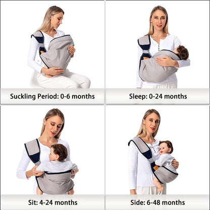 Baby Tragetuch Verstellbar Atmungsaktiv Ergonomisch 18Kg Grau