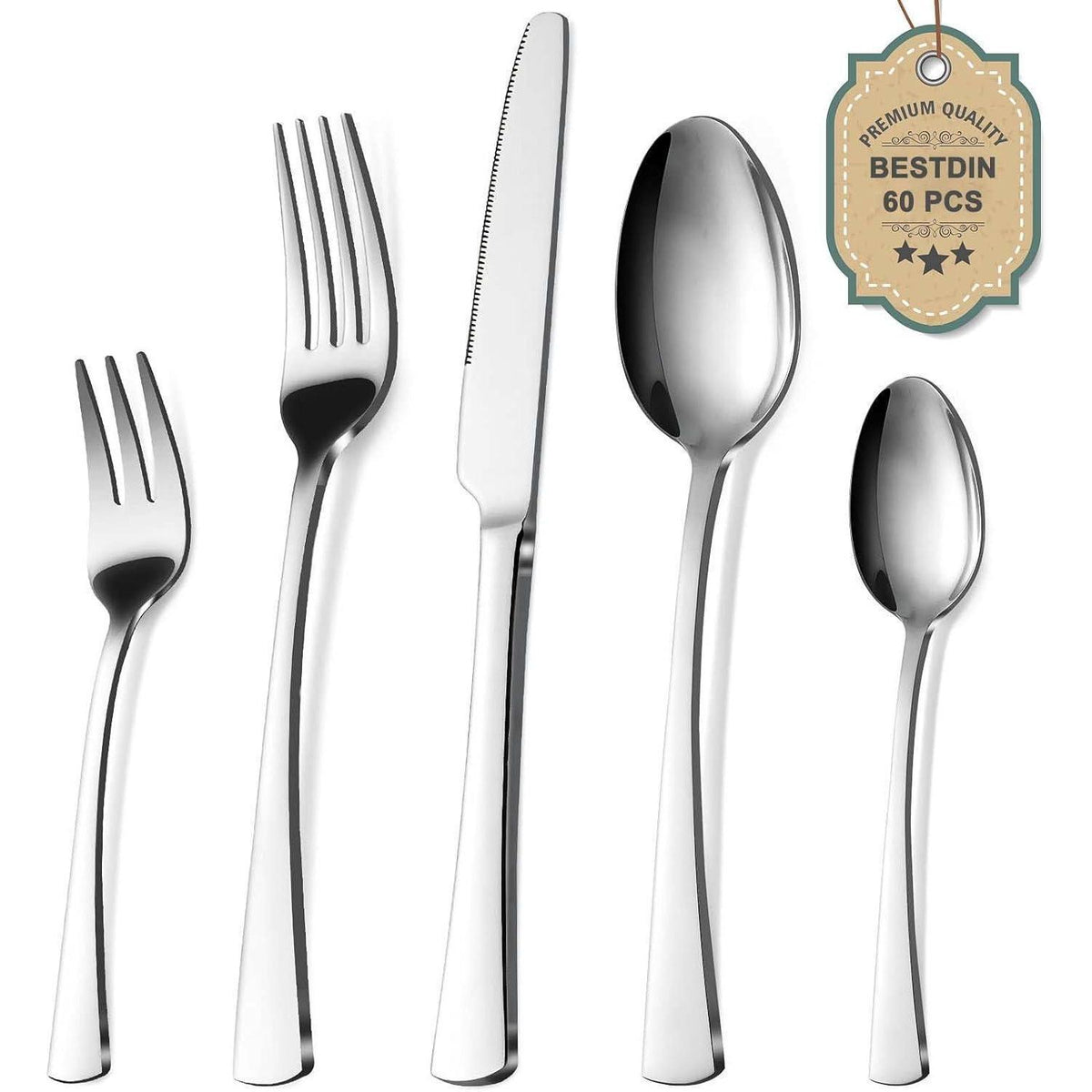 Besteckset 60 Teile für 12 Personen Edelstahl Champagner Gold