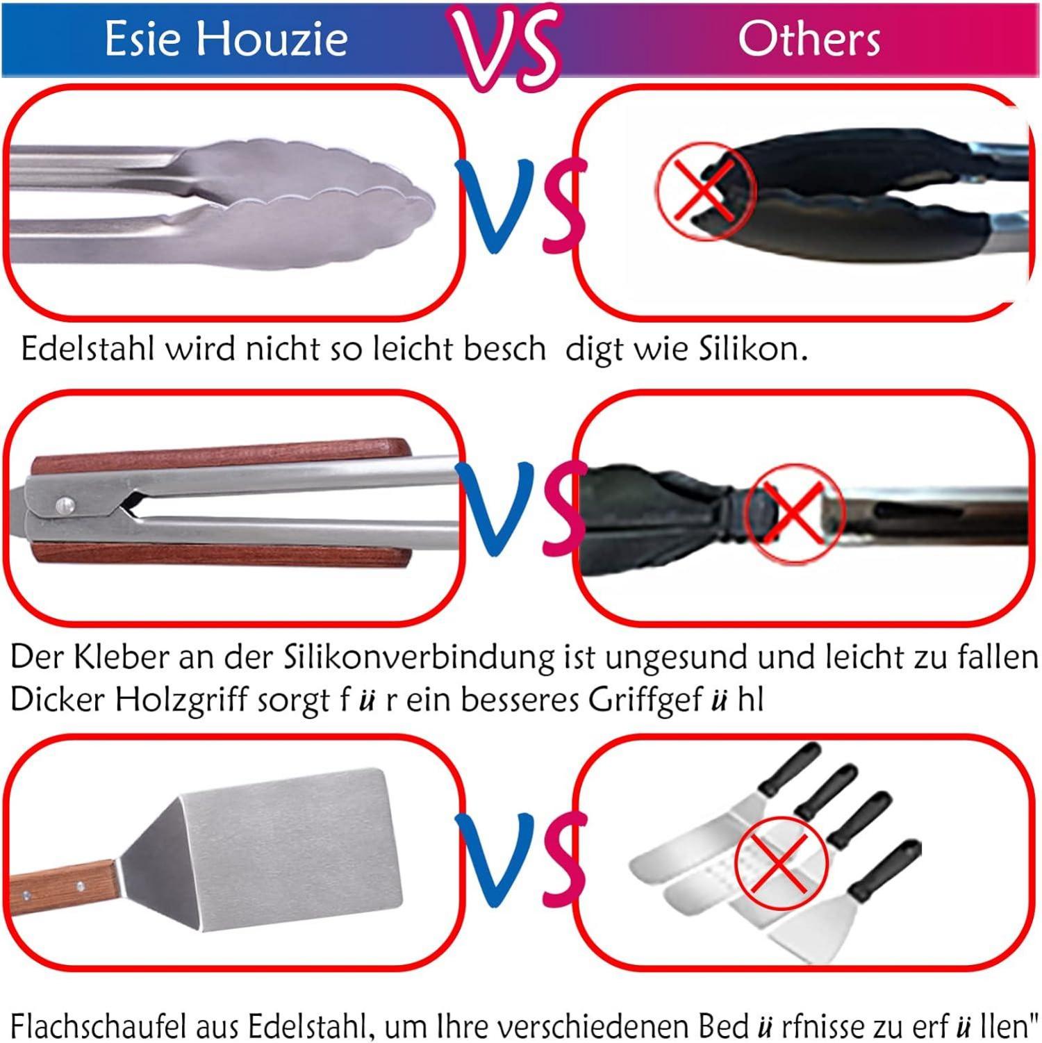Grillzange Set Edelstahl BBQ Werkzeug 3-teiligNon-Stick????dels