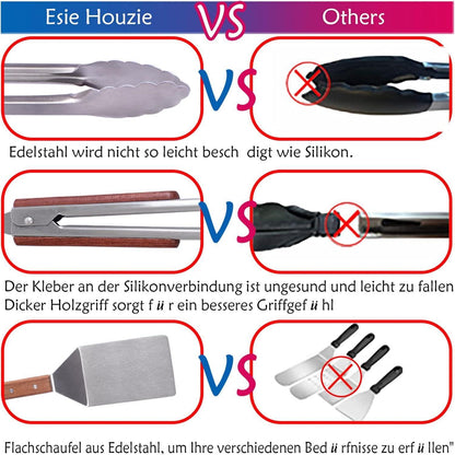 Grillzange Set Edelstahl BBQ Werkzeug 3-teiligNon-Stick????dels