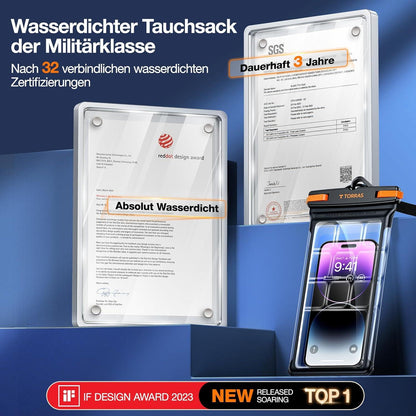 TORRAS wasserdichte Handyhülle [IPX8 Zertifiziert] 8.0 Zoll