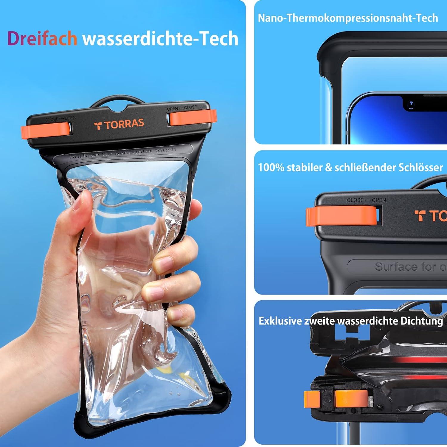 Wasserdichte Handyhülle IPX8 Zertifiziert 8.0 Zoll Schwarz