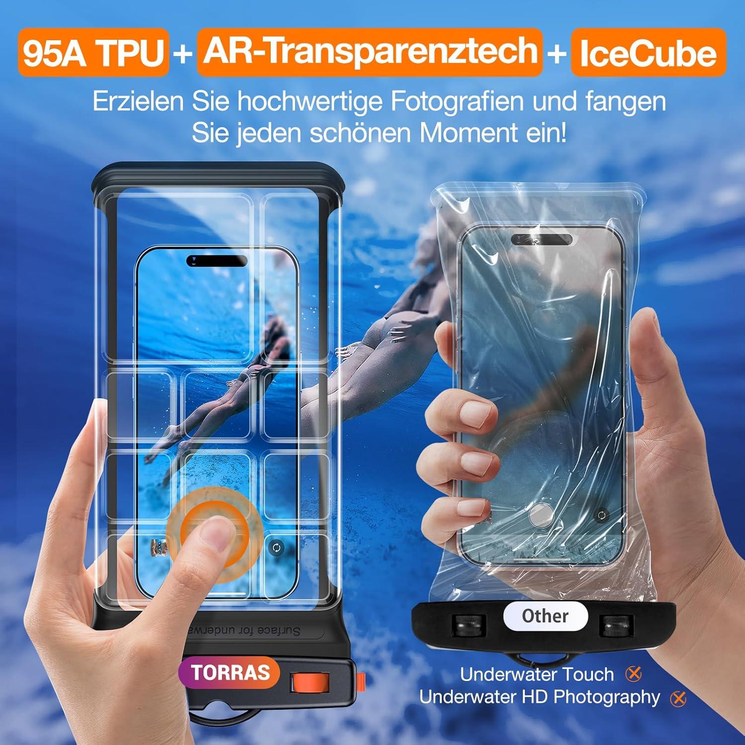 TORRAS wasserdichte Handyhülle IPX8 8.0 Zoll IceCube Schwarz
