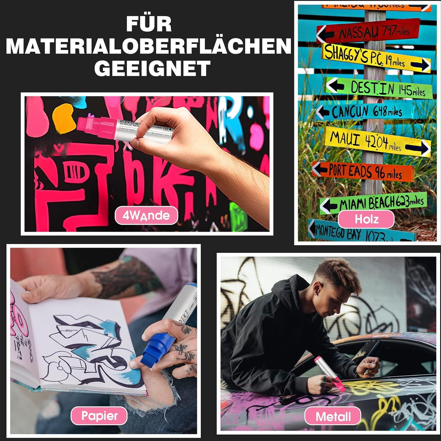 Acryl Marker Set 15mm Keilspitze Acrylstifte Stein Holz Window SEO