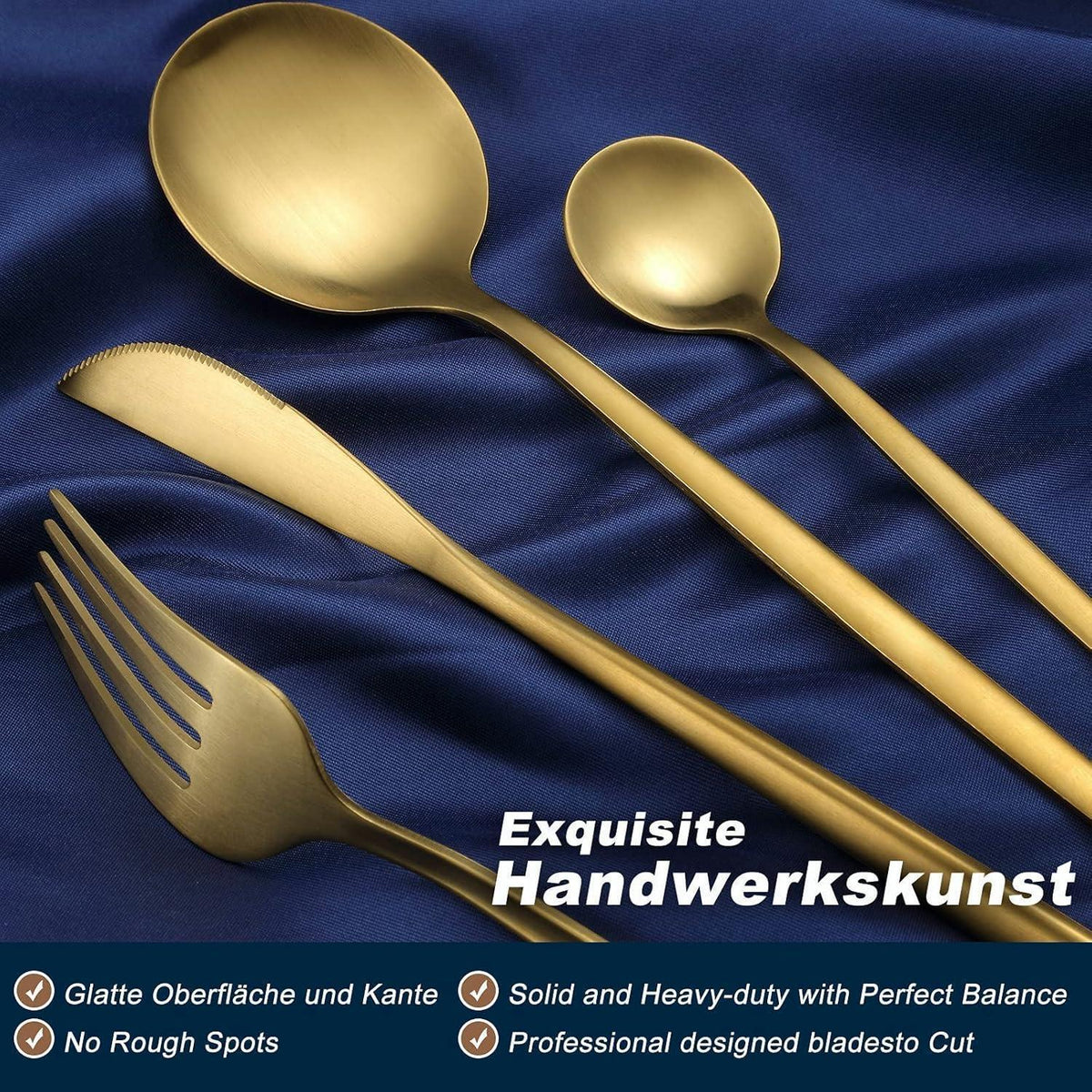 Besteckset Gold Matt 60 Teile für 12 Personen Edelstahl