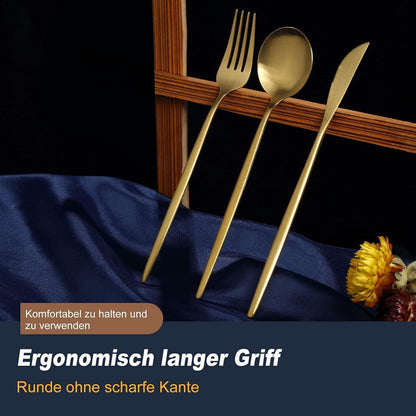 Besteckset Gold Matt 60 Teile für 12 Personen Edelstahl
