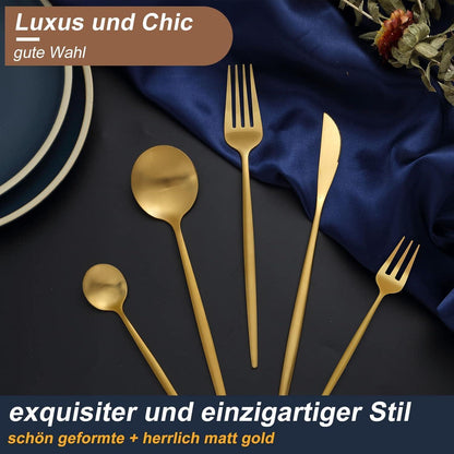 Besteckset Gold Matt 60 Teile für 12 Personen Edelstahl