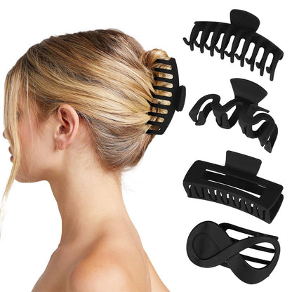 4er Set Schwarz Haarklammer Groß Rutschfest Dicke Haare