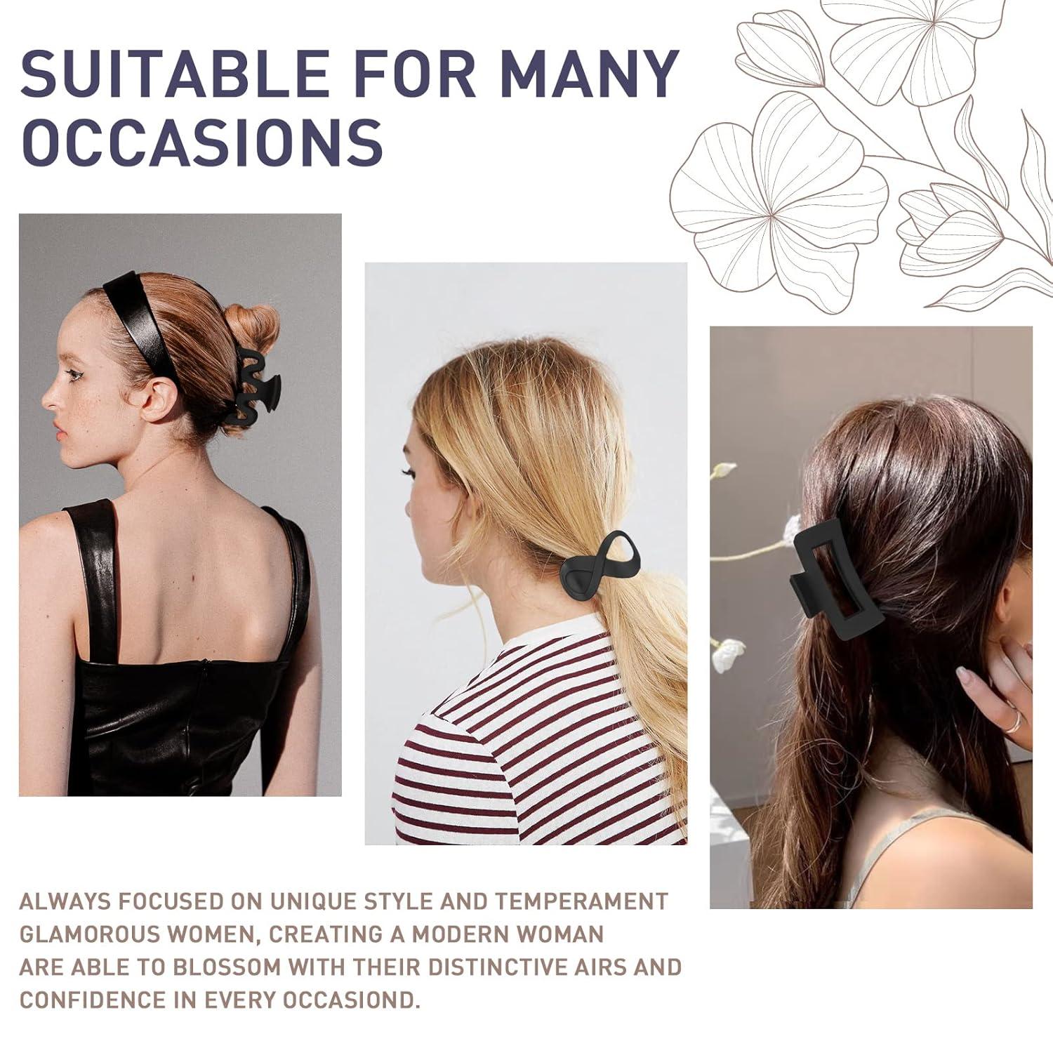 4er Set Große Schwarze Haarklammern für Dicke Haare-Rutschfest & Langlebig
