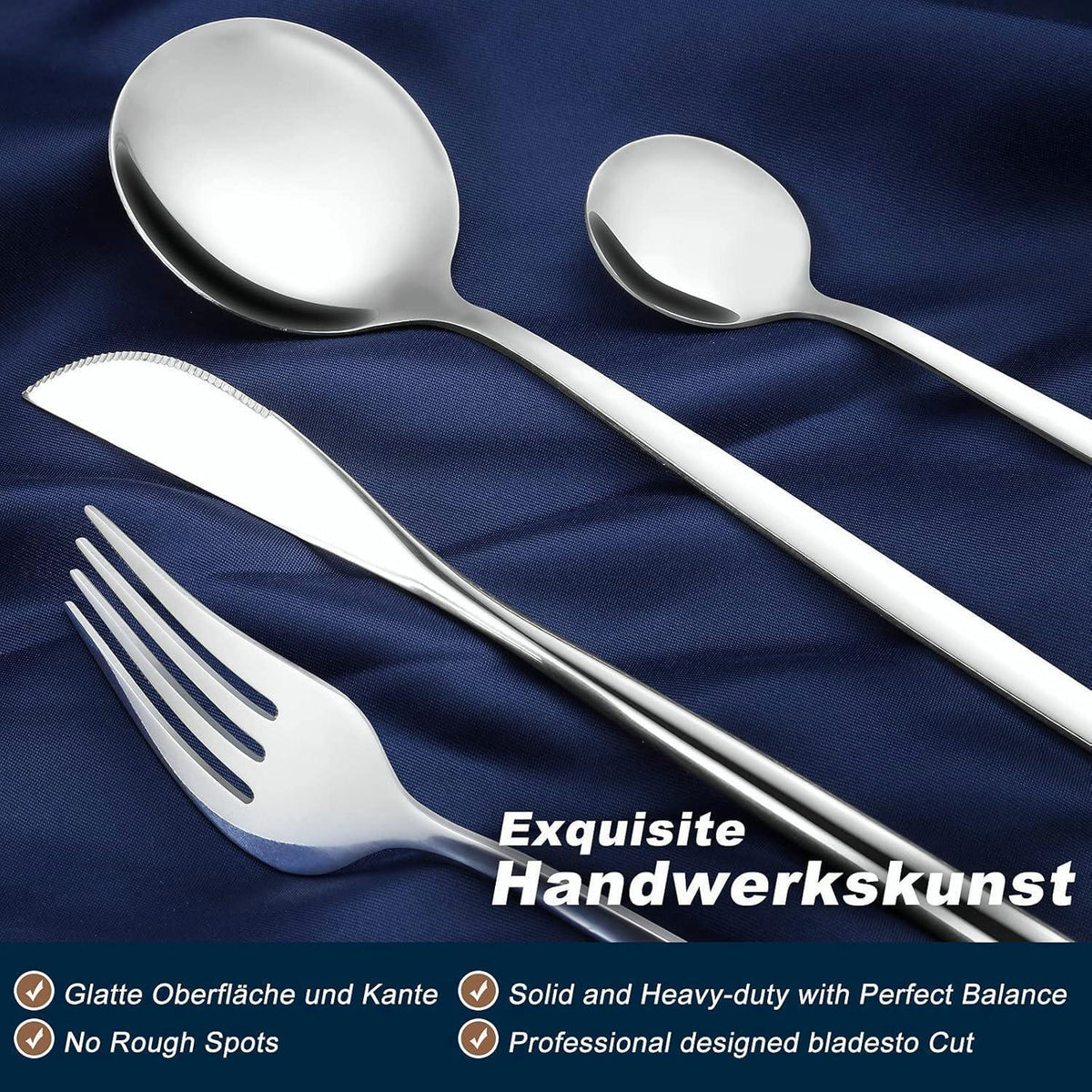 Besteckset Edelstahl 60 Teile für 12 Personen, Silber