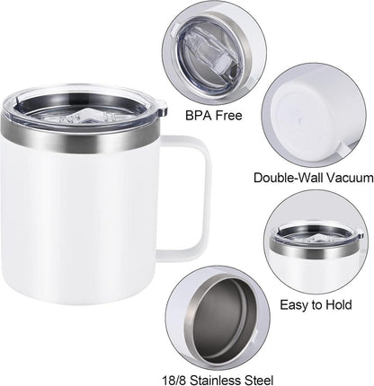 Edelstahl Camping Becher 12oz mit Deckel Strohhalm Thermotasse 350ml