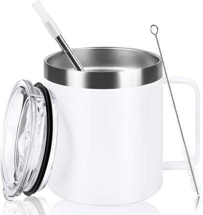 Livole Edelstahl Camping Becher 12oz mit Deckel Strohhalm