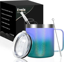 Isolierter Campingbecher mit Deckel und Strohhalm, 350ml