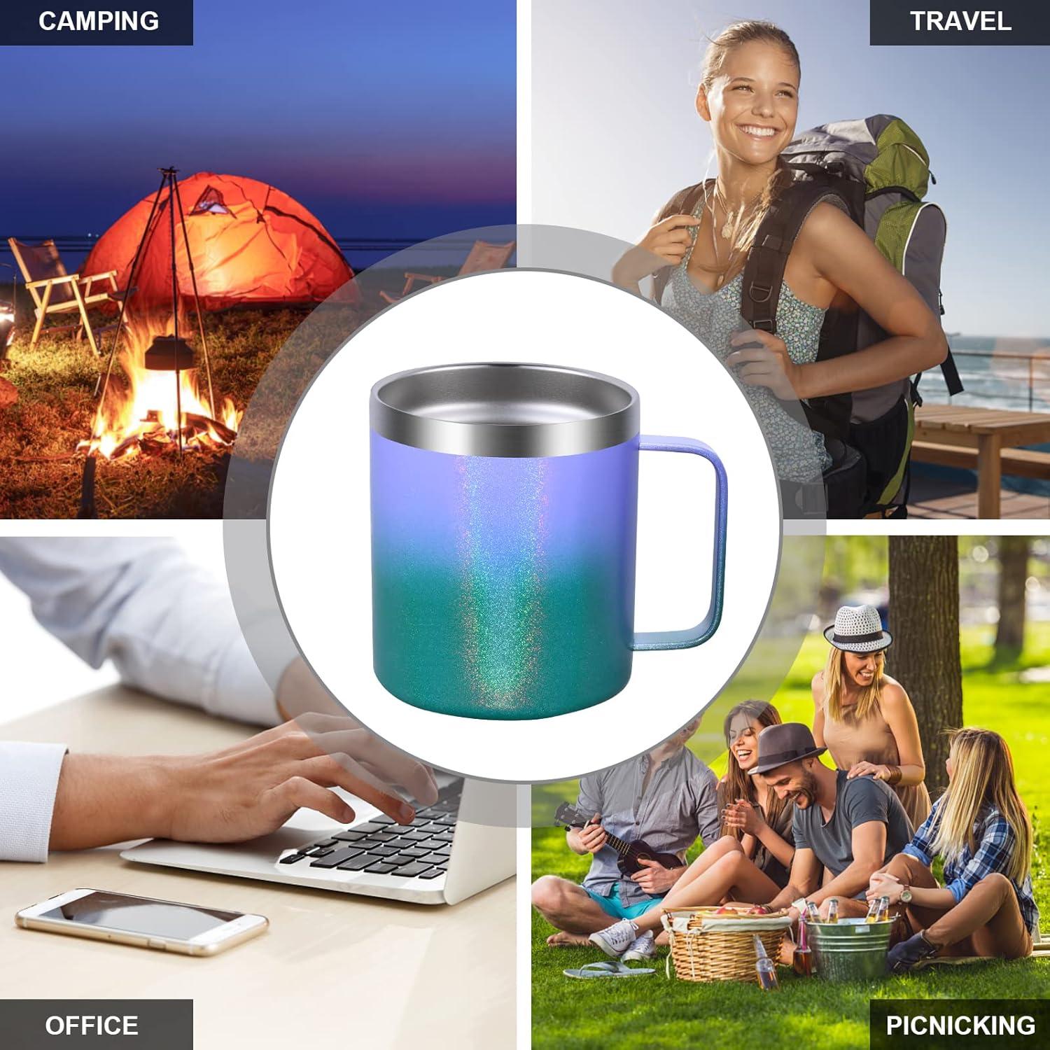 Livole Edelstahl Camping Becher mit Deckel und Strohhalm