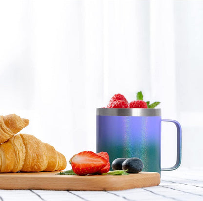 Livole Edelstahl Camping Becher 12oz Thermobecher mit Deckel Strohhalm und Henkel