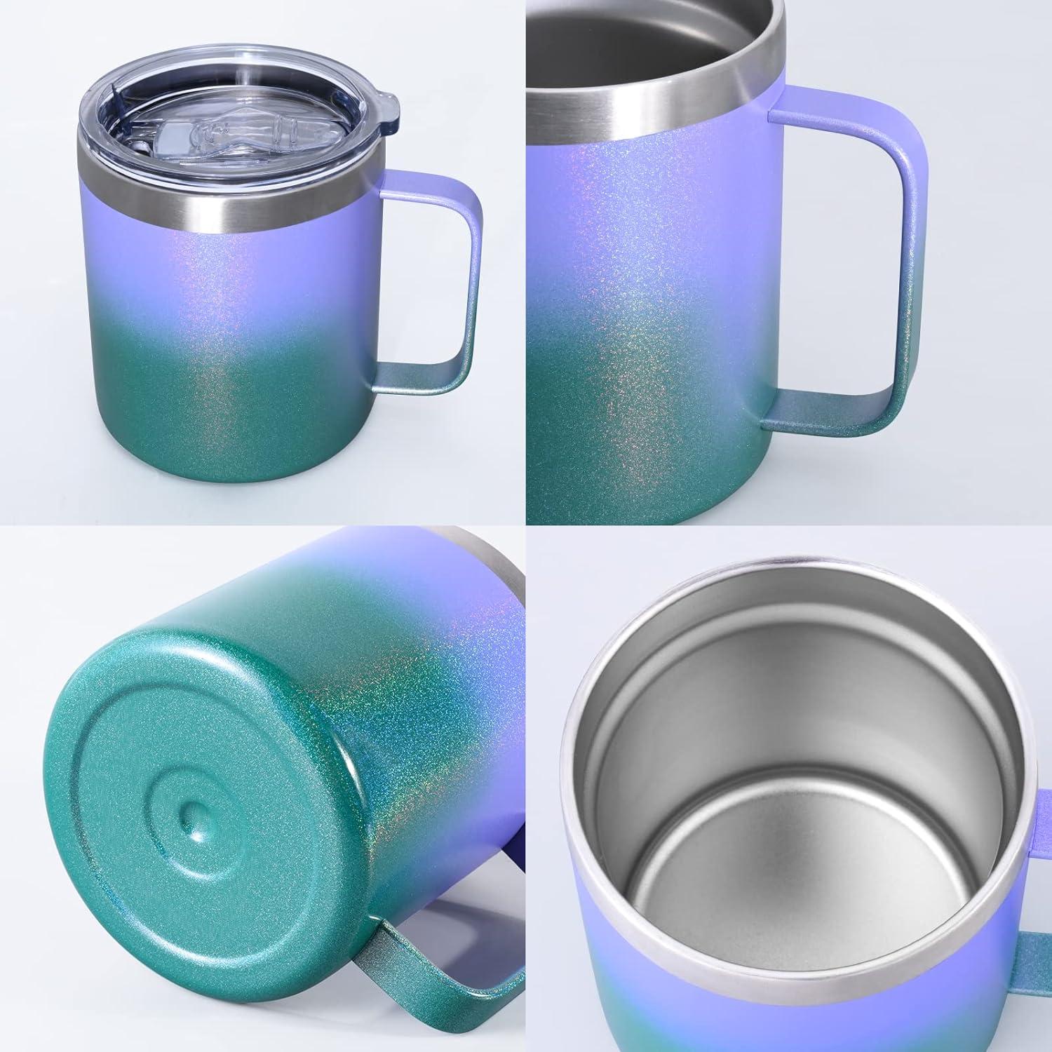 Edelstahl Campingbecher 12oz mit Deckel und Strohhalm 350ml