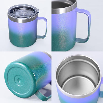 Edelstahl Campingbecher 12oz mit Deckel und Strohhalm 350ml