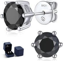 Moissanite Ohrstecker Schwarz 1 Karat 925 Silber Solitär Schwarz