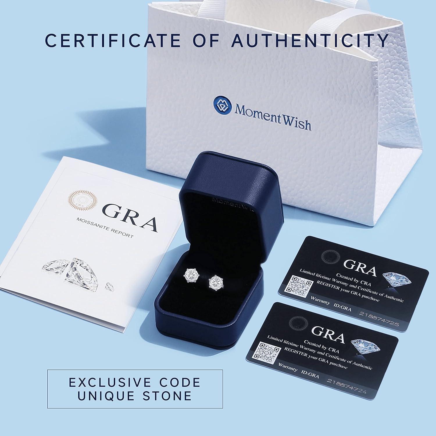 Moissanite Ohrstecker Schwarz 1 Karat 925 Silber Solitär Schwarz