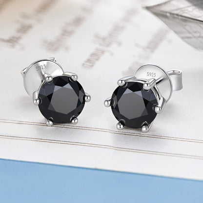 Schwarz Moissanite Ohrstecker 925 Silber Ohrringe 1 Karat 5/5.5/6.5mm