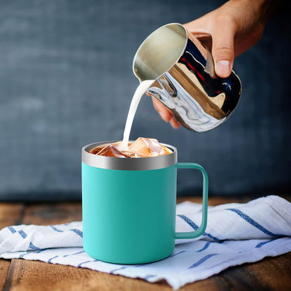 Livole Edelstahl Camping Becher 12oz Türkis mit Deckel