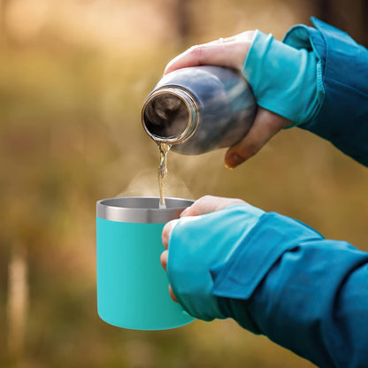 Doppelwandiger Edelstahl Camping Becher mit Strohhalm und Deckel 350ml