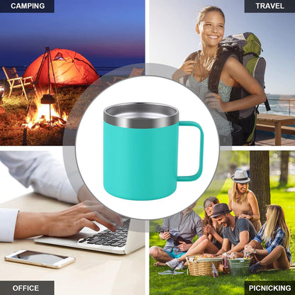 Livole Edelstahl Camping Becher 12oz mit Deckel und Strohhalm Türkis