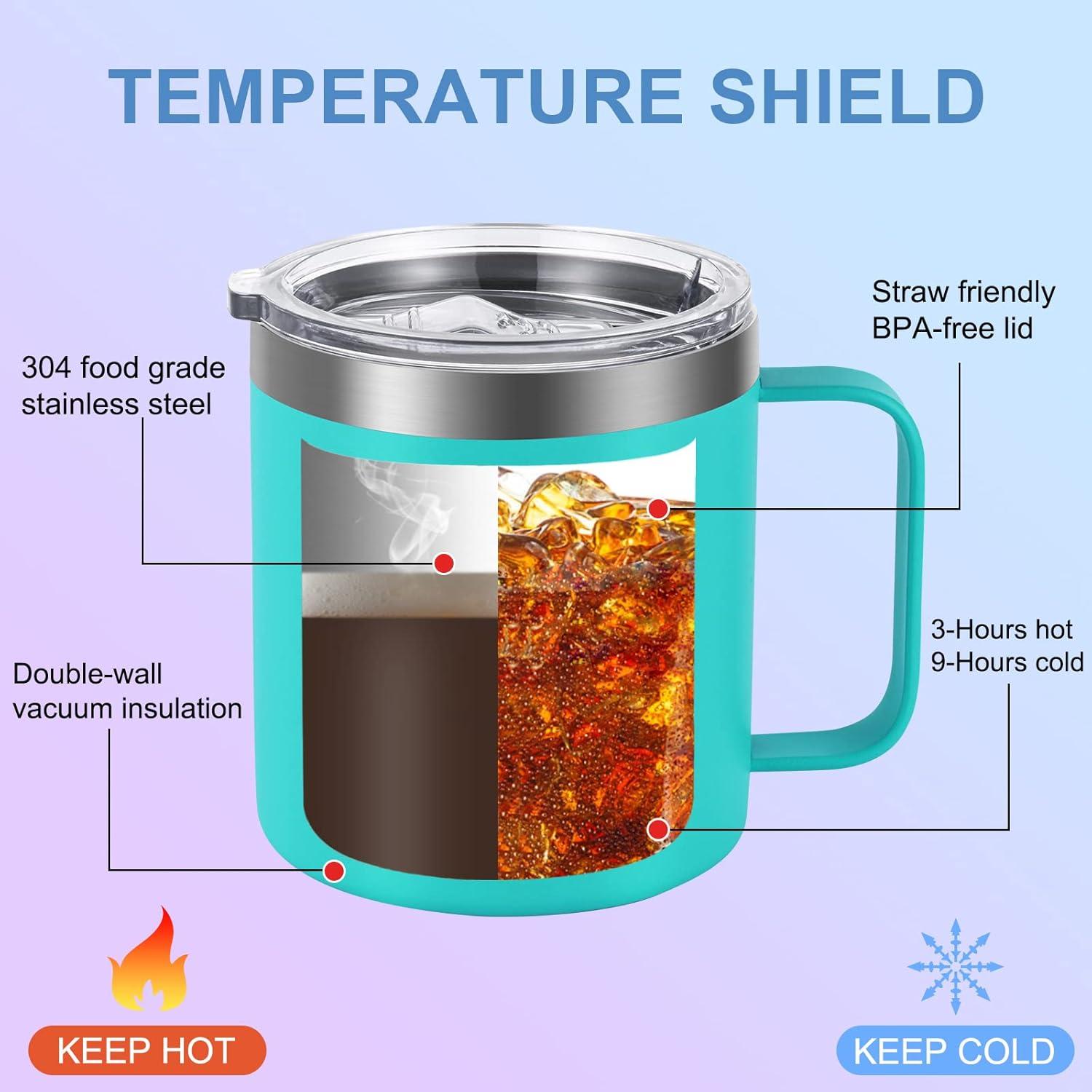 Livole Edelstahl Camping Becher 12oz Isolierter Trinkbecher Türkis