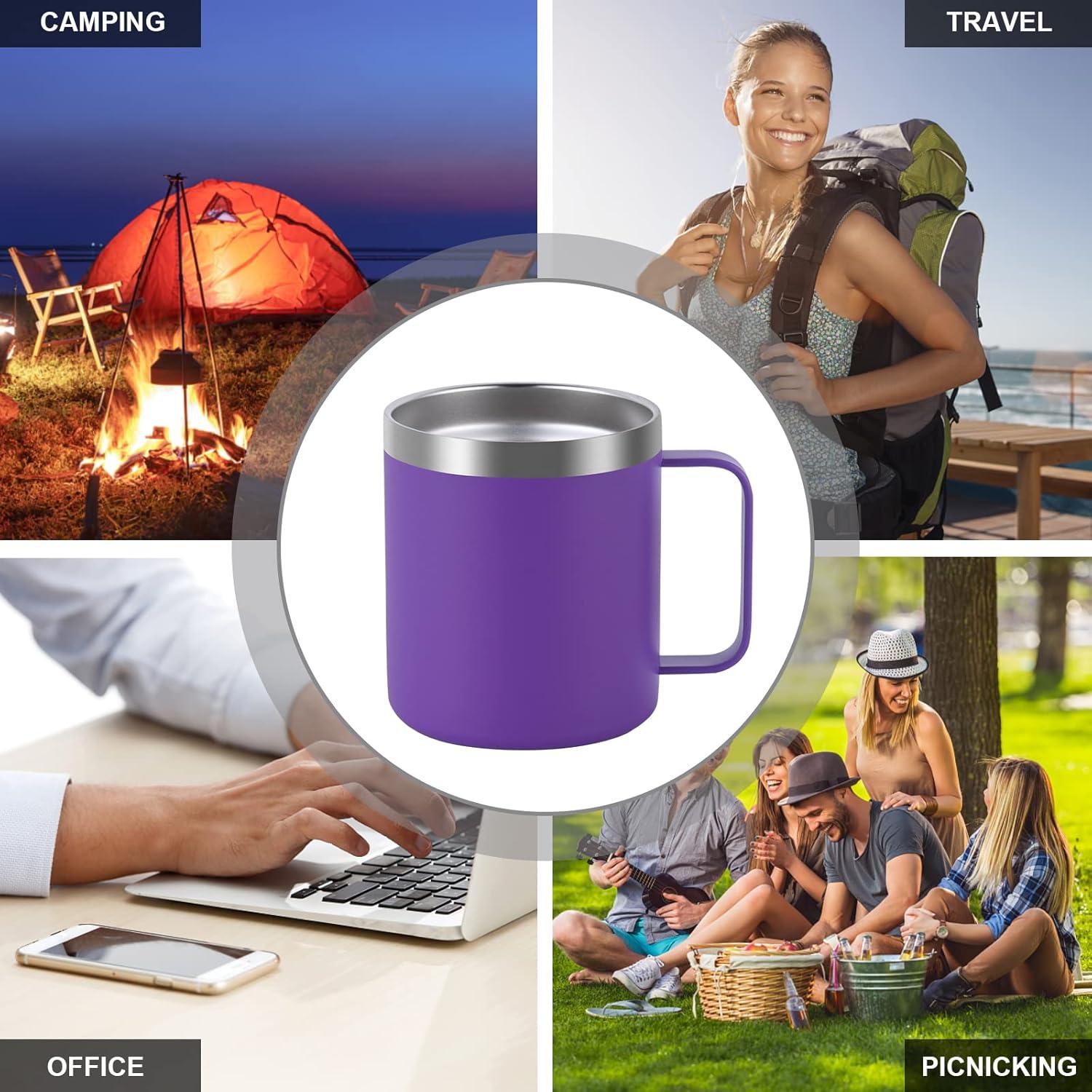 Livole Edelstahl Camping Becher 12oz Trinkbecher mit Deckel Strohhalm Vakuum Isoliert