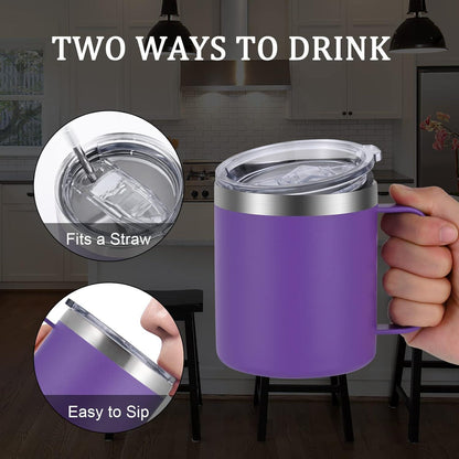 Livole Camping Becher 12oz Edelstahl Trinkbecher Vakuum Thermotasse - Lila