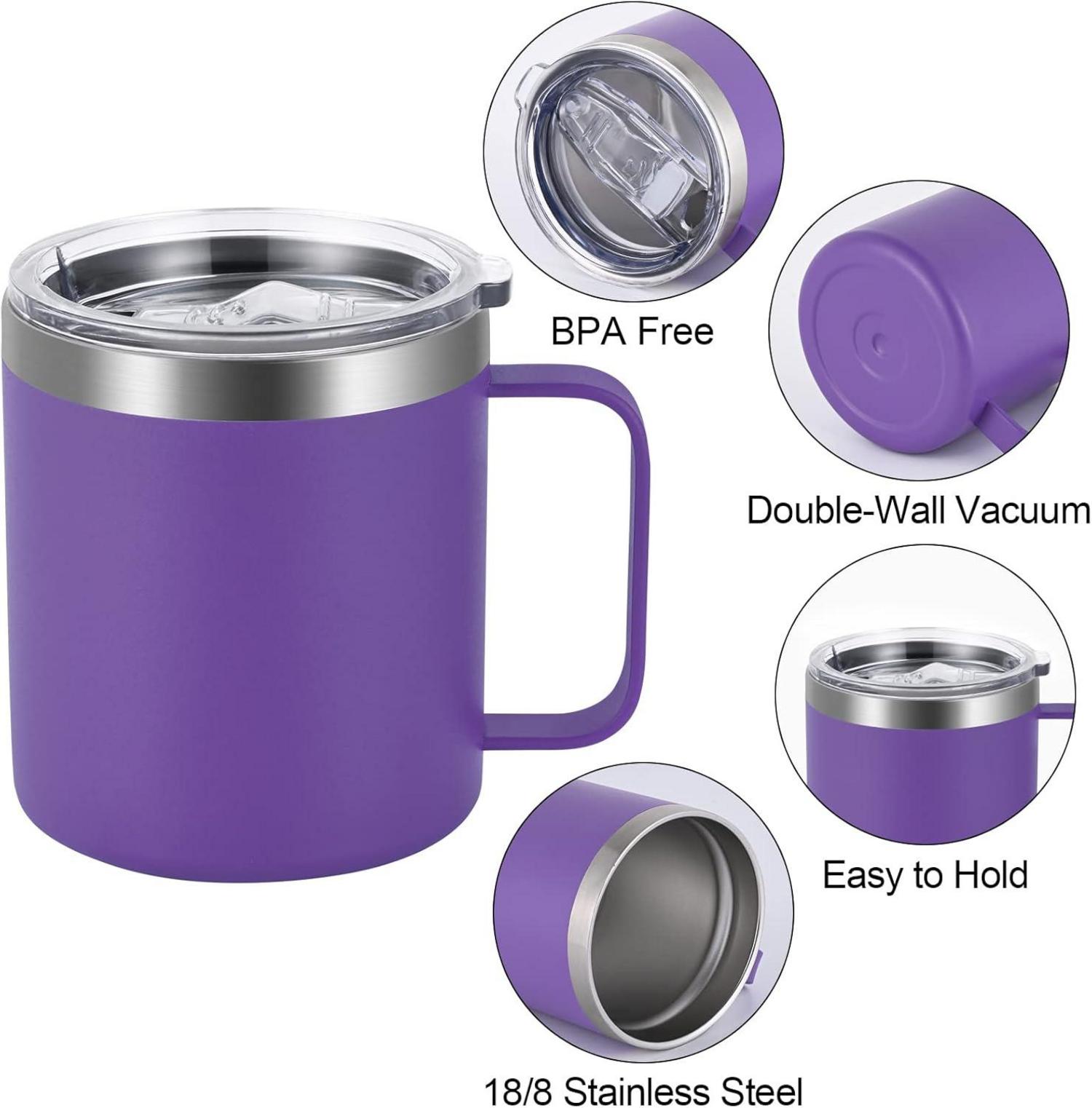 Edelstahl Camping Becher 12oz mit Strohhalm und Deckel, Vakuum