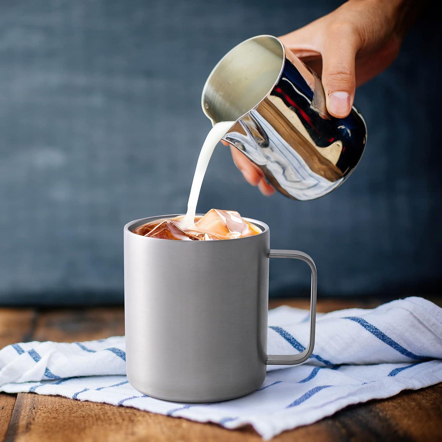 Edelstahl Camping Becher 12oz mit Deckel Strohhalm Thermotasse 350ml