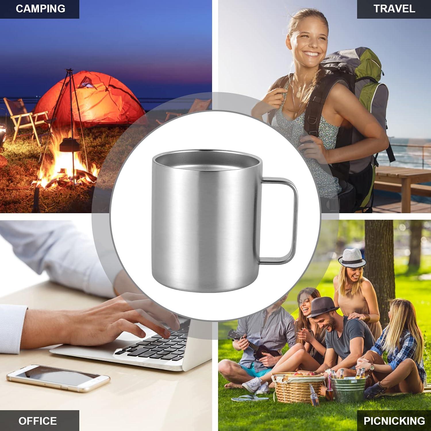 Livole Edelstahl Camping Becher 12oz mit Deckel und Strohhalm