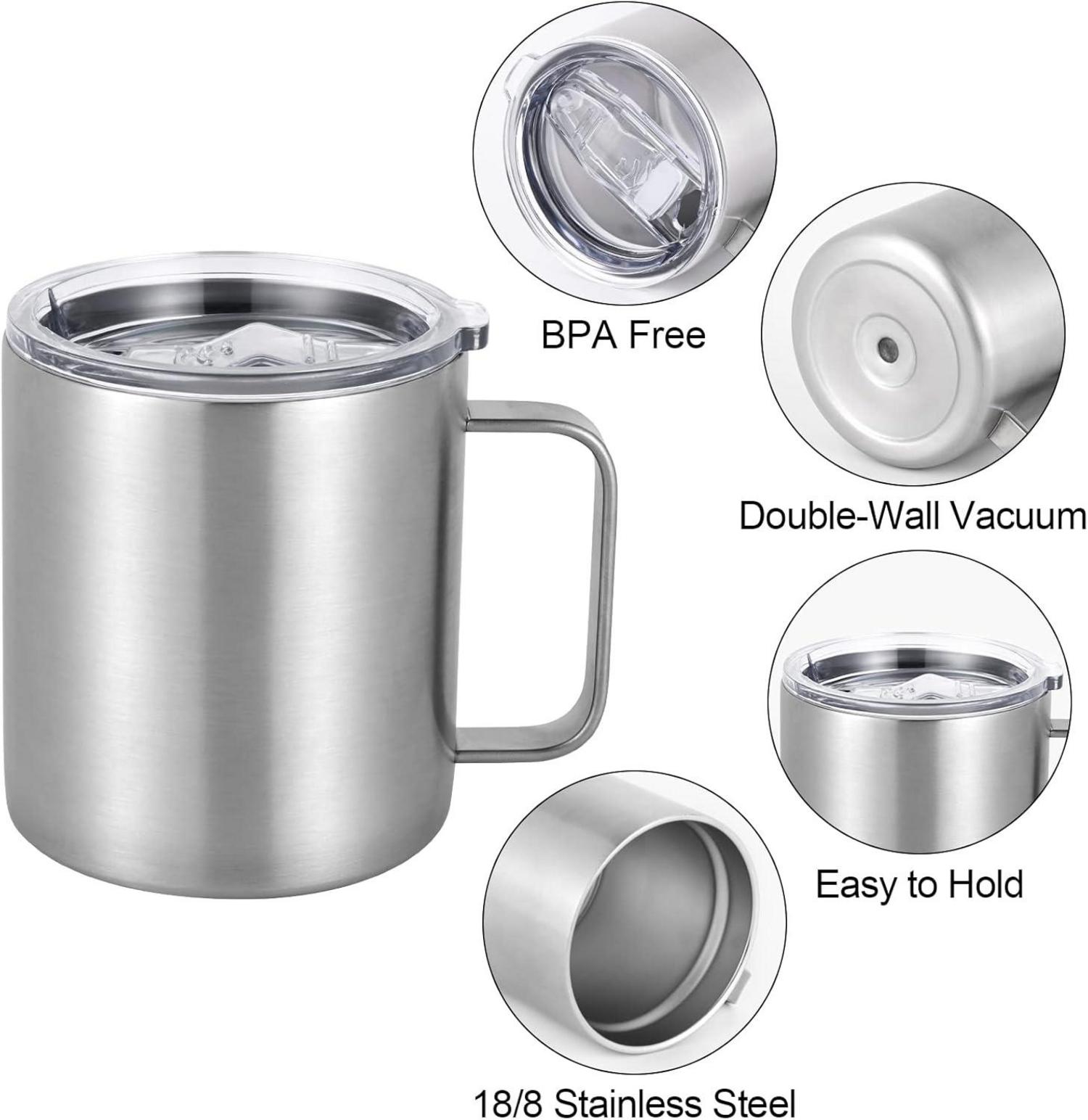 Livole Edelstahl 12oz Camping Becher Thermobecher Strohhalm Deckel Henkel