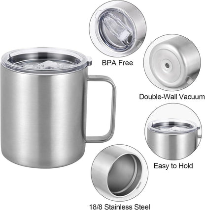 Livole Edelstahl 12oz Camping Becher Thermobecher Strohhalm Deckel Henkel