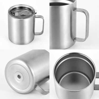 Edelstahl Camping Trinkbecher 12oz mit Deckel und Strohhalm
