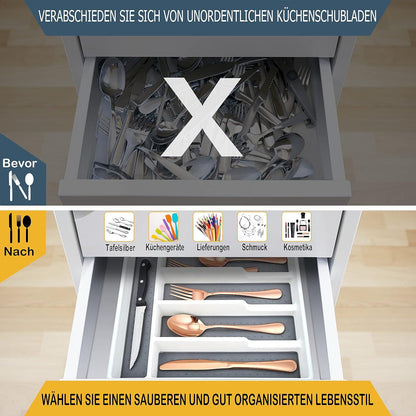 Besteckkasten Schubladeneinsatz 5 Fächer Küche Büro 32,2 x 28,8 x 4,5 cm
