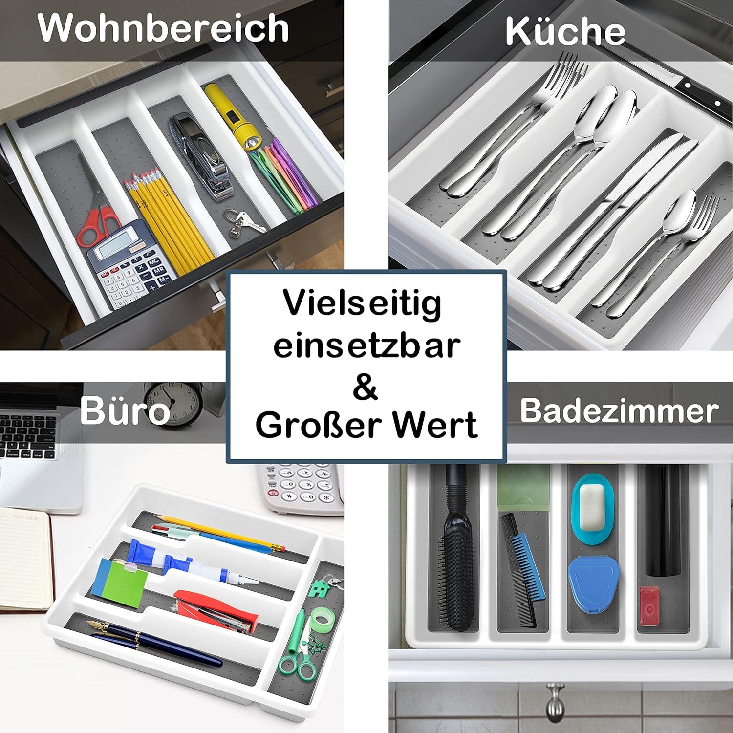 Besteckkasten Schubladeneinsatz 5 Fächer Küche Büro 32,2 x 28,8 x 4,5 cm